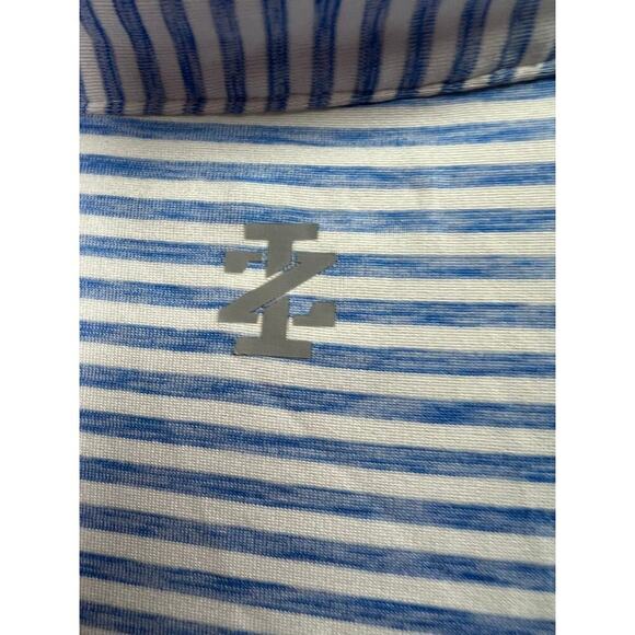 Izod Golf With Stretch Men's Polo Blue White Stripes Large - Picture 8 of 10